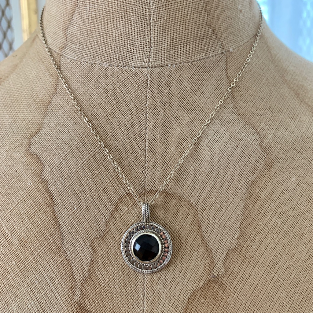 Stamped Anna Beck 925 - Large Multifaceted Stone Necklace 185$